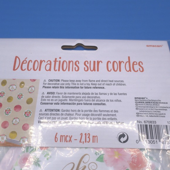 Sweet Baby Girl String Decorations 6 Pcs 7 Ft Pink Gold Floral Lot of 3 - Picture 5 of 5